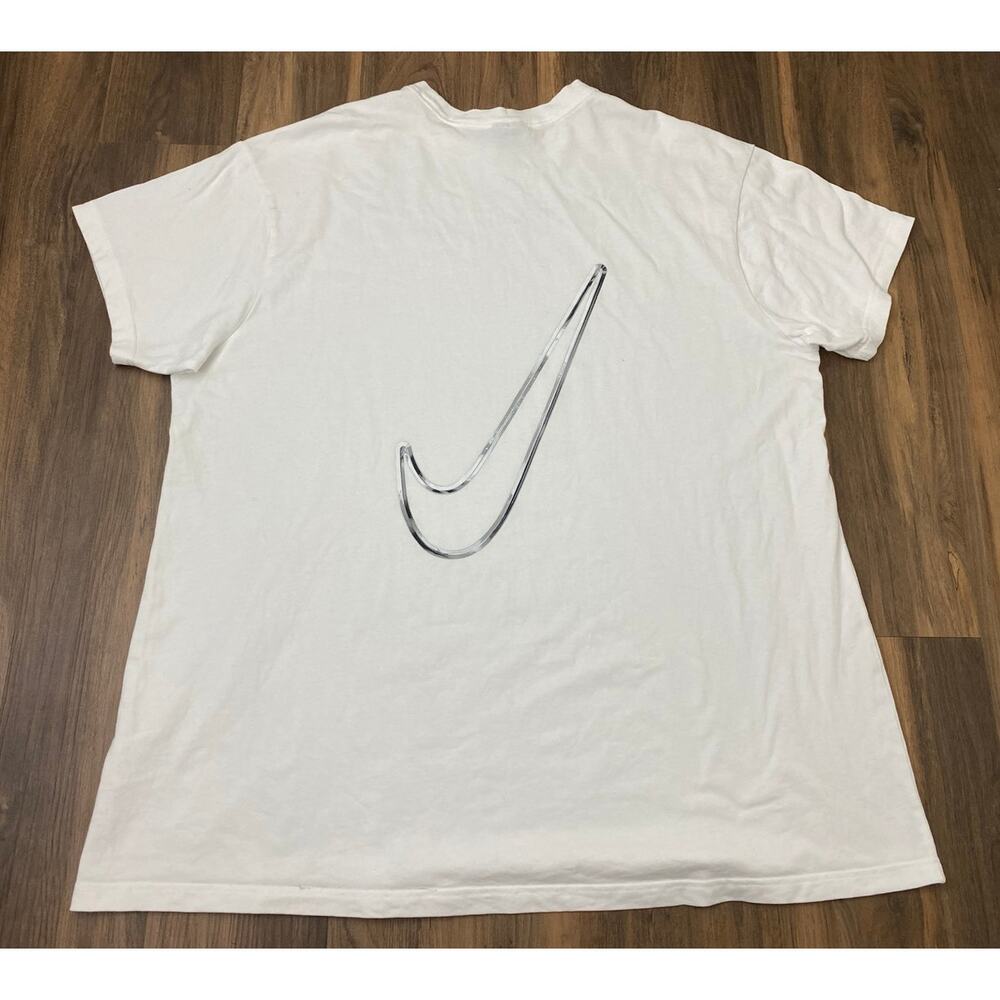 Women Nike Air Swoosh big logo white cotton graphic t-shirt dress, 1X